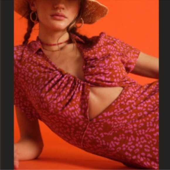 Free People Marsaille Mini Wrap Dress Cheetah Print Festival Size Medium  🐆 ❤️ - Picture 10 of 15